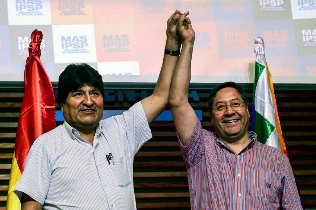 Evo Morales y Luis Arce