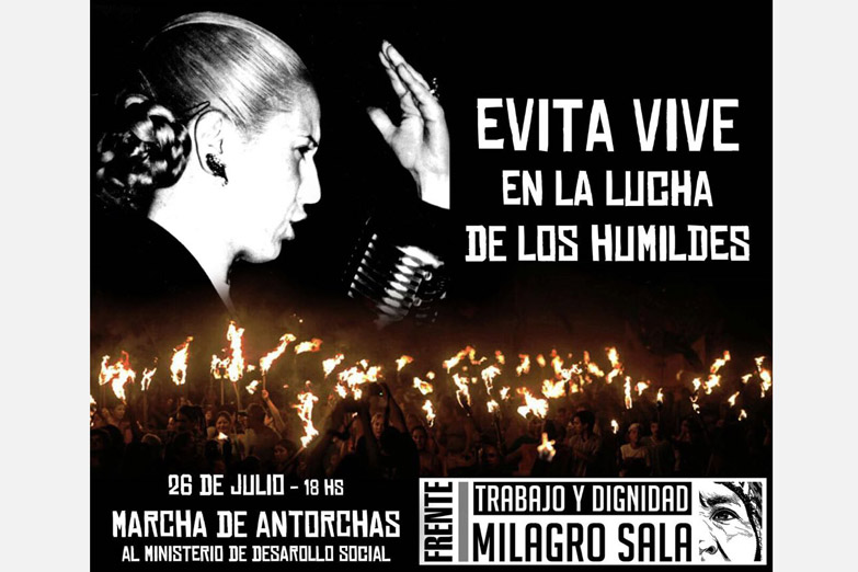 Marcha de antorchas en un nuevo aniversario de la muerte de Evita