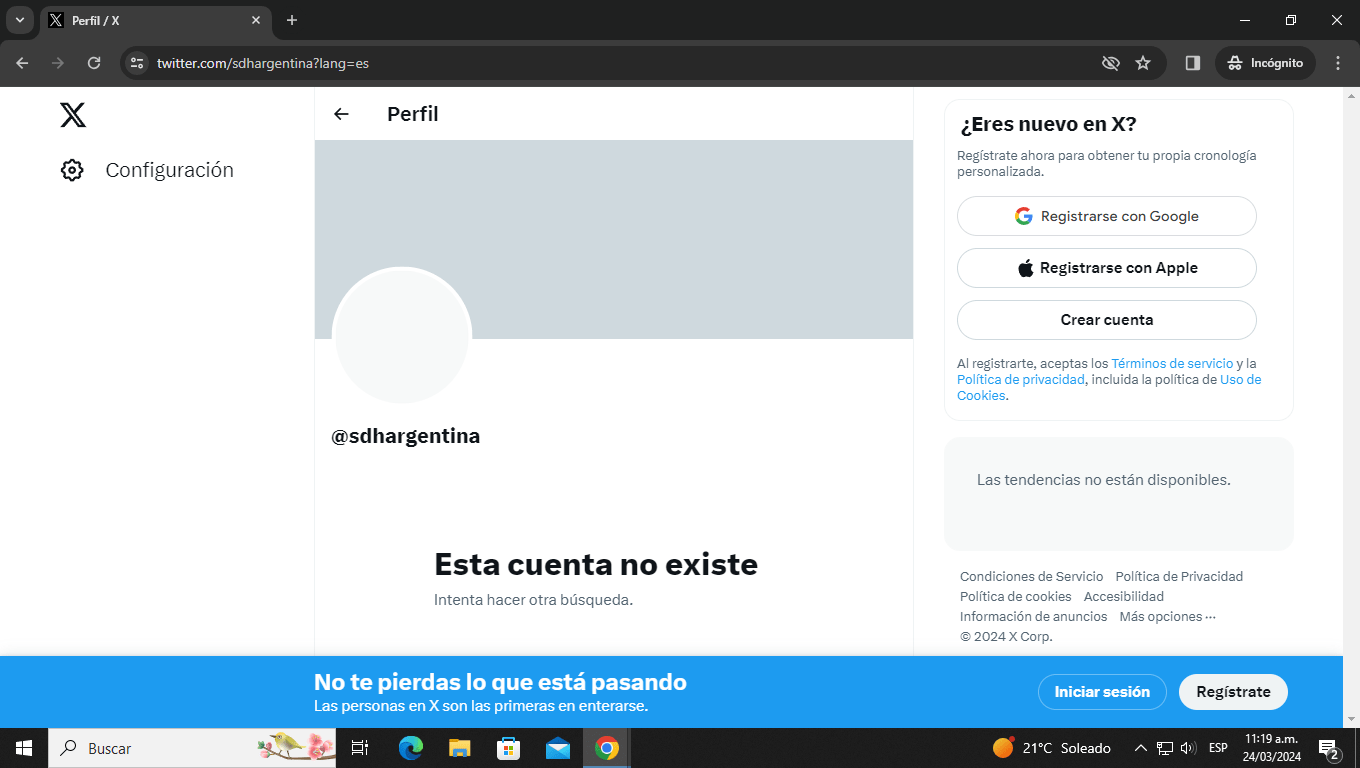 El perfil de Twitter de la Secretaría de Derechos Humanos fue dada de baja temporalmente