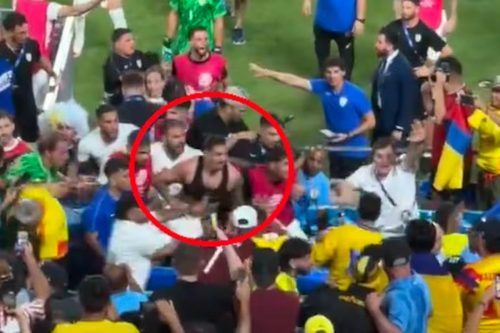 Escándalo en EE.UU.: nueve videos de la pelea entre jugadores y dirigentes uruguayos con hinchas colombianos