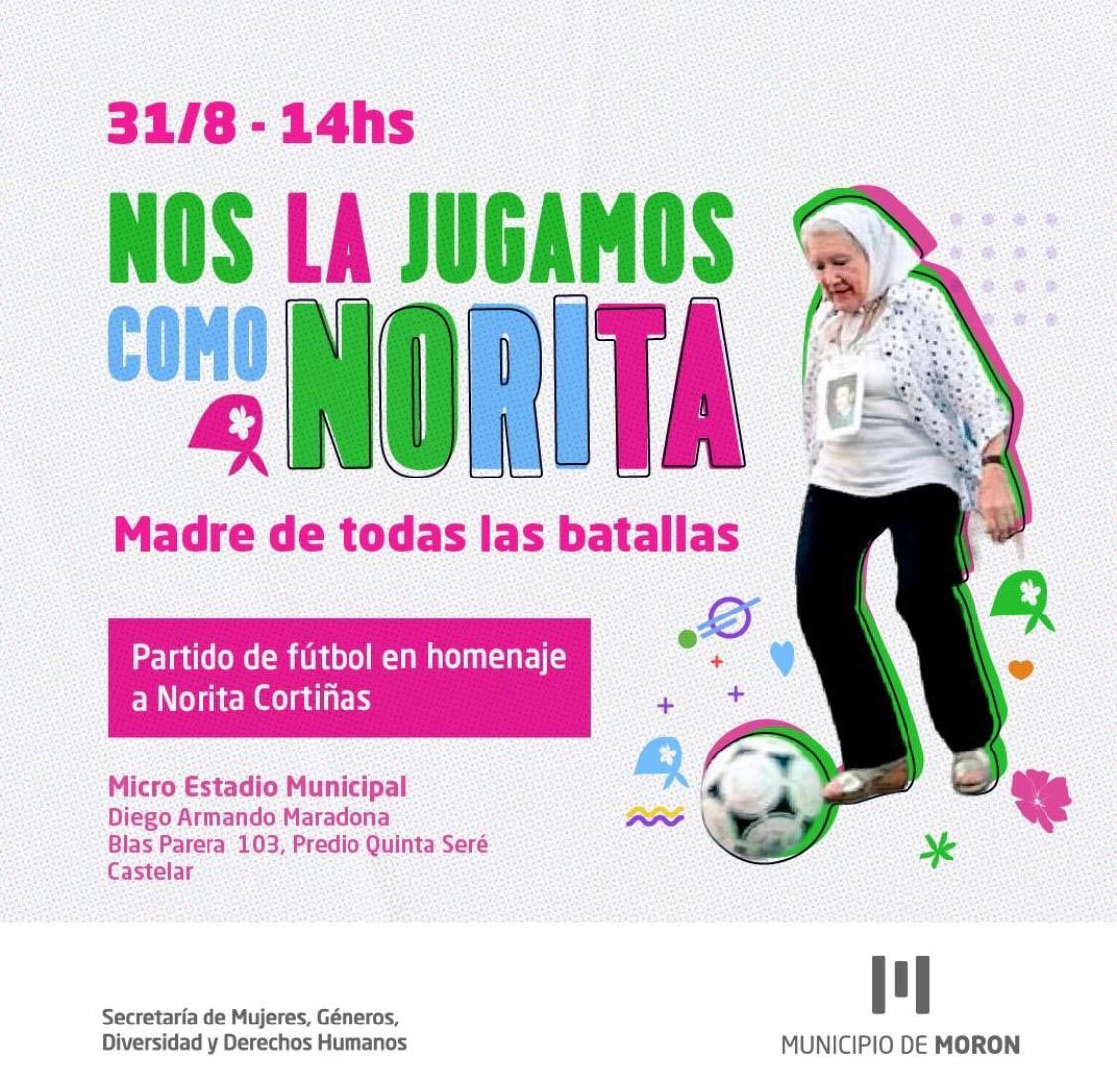 Derechos y Humanos y fútbol: un partido homenaje a Norita Cortiñas