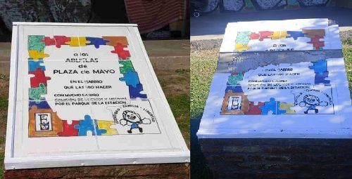 En pocas semanas rompieron una placa homenaje a Abuelas, un mural con pañuelos y una placa de Rodolfo Walsh