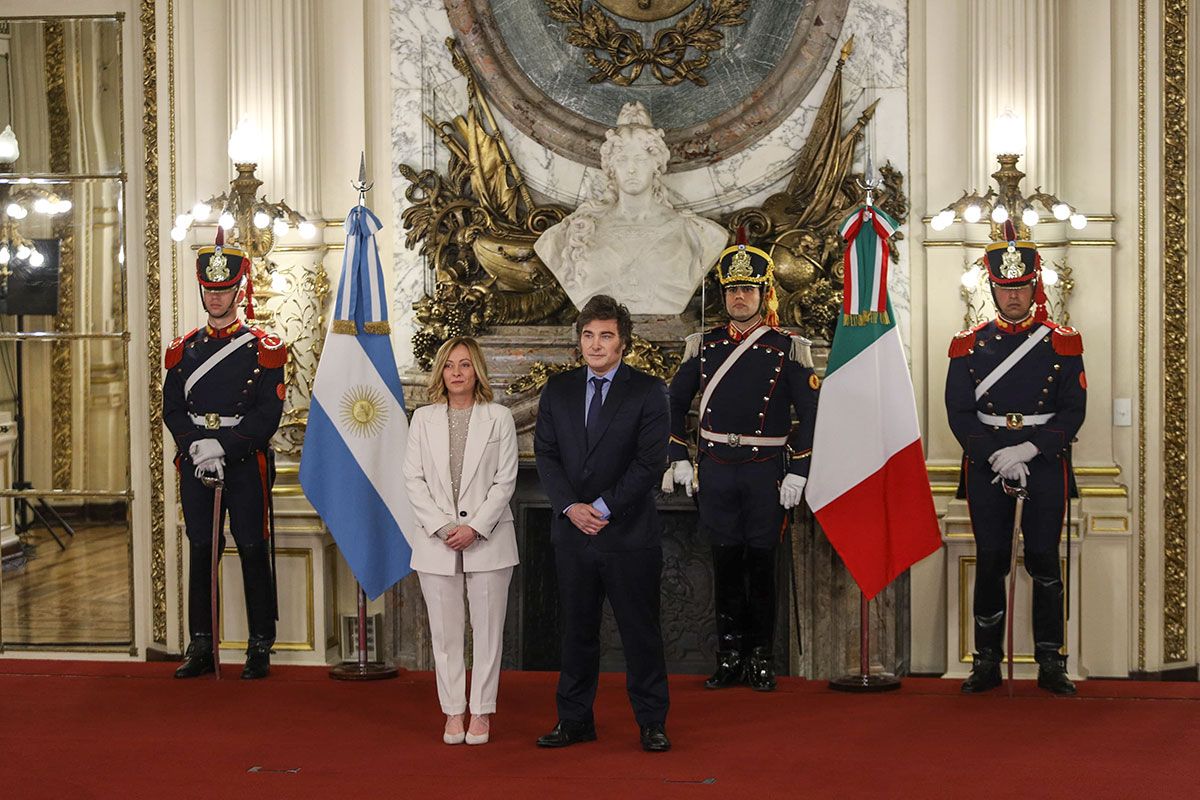 Milei recibió a Giorgia Meloni en la Casa Rosada