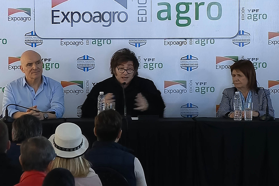 Milei apoyó a Bullrich en Expoagro y advirtió que planea “acelerar mucho más”