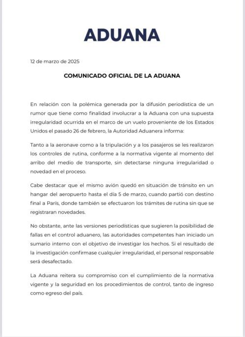 Aduana iniciará un sumario interno tras la denuncia sobre la mujer que habría ingresado valijas sin controles